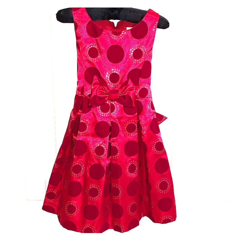 Girls Red Satin Holiday Dress